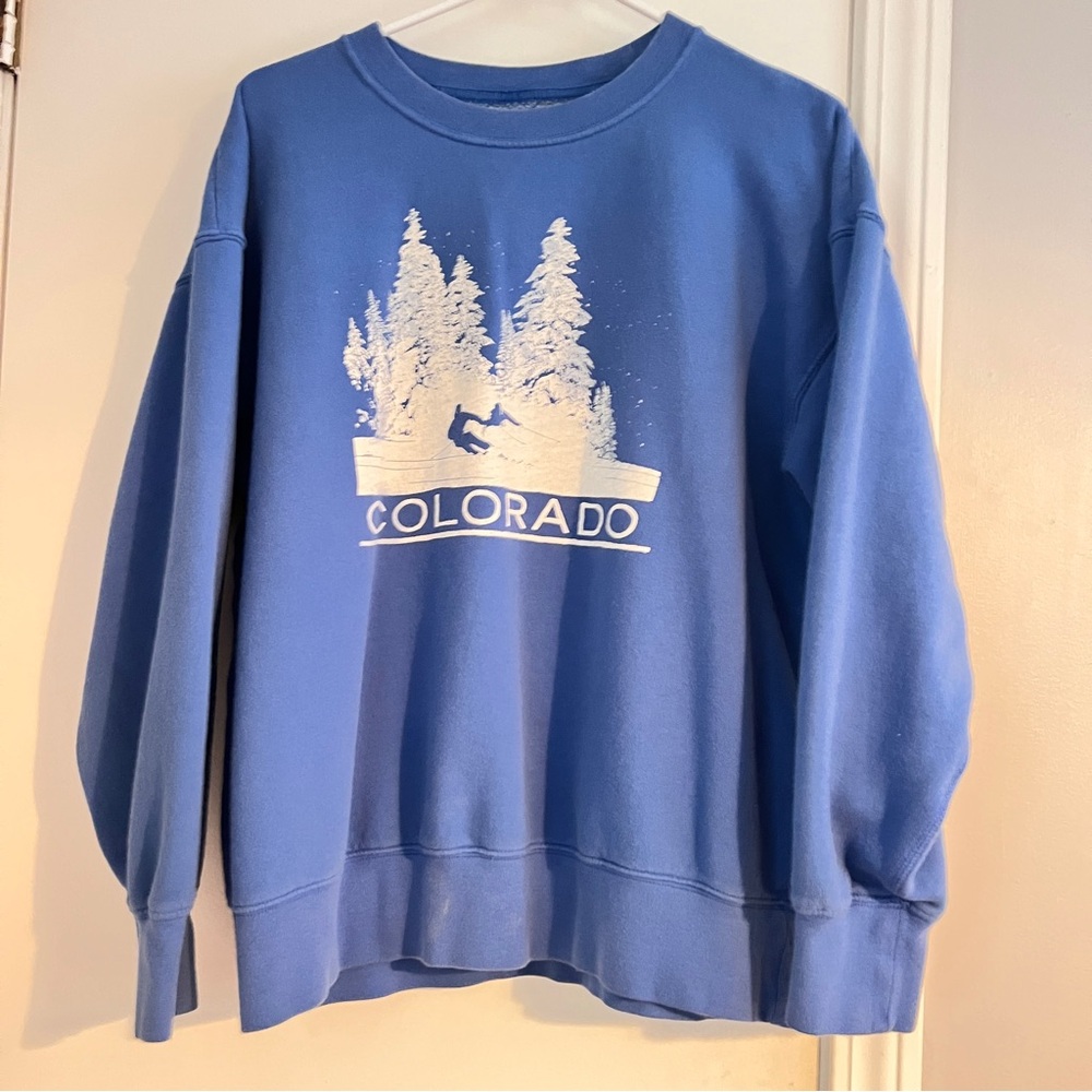 American Eagle | Graphic Crewneck | Oversized Sweatshirt | Women’s Small | Blue